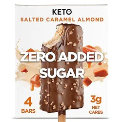 Keto Pint Salted Caramel Almond Ice Cream Bars Zero Sugar Added - 4-2.75 Fl. Oz.