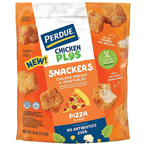slide 1 of 5, Perdue Chicken Plus Snackers Pizza Flavor Chicken Breast And Vegetables - 18 Oz, 18 oz