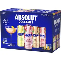 Absolut Variety Flavor Vodka Cocktails Multipack - 8-12 Fl. Oz.