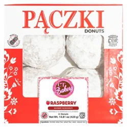 Paczkis Donuts With Raspberry Filling And Icing Sugar 4 Count - 14.81 Oz