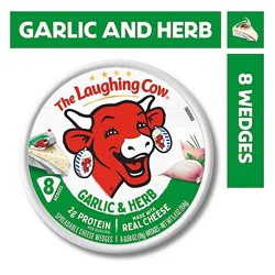 The Laughing Cow Creamy Garlic & Herb Spreadable Cheese Wedges 8 Count - 5.4 Oz