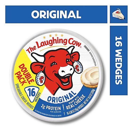 slide 1 of 5, The Laughing Cow Creamy Original Spreadable Cheese Wedges - 16 Count, 10.9 oz
