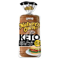 Nature's Own Life Keto Soft White Bread Net 1 Carb Sliced White Keto Bread- 16 Oz