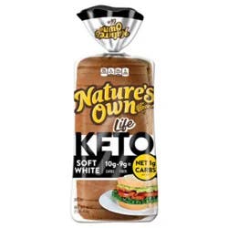 Nature's Own Life Keto Soft White Bread Net 1 Carb Sliced White Keto Bread- 16 Oz