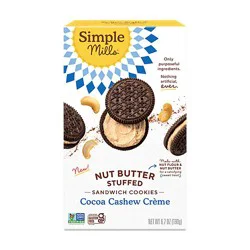 Simple Mills Cocoa Cashew Sandwich Cookies - 6.7 Oz