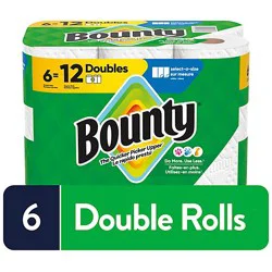 Bounty 6 Double Roll Select A Size White Tissue - 6 Count