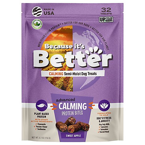 slide 1 of 1, Because It's Better Calming Sweet Apple Semi Moist Dog Treats - 4.1 Oz, 4.1 oz