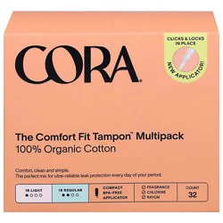 Cora Organic Cotton Tampons Light Plus Regular Duo Pack 32 Ct - 32 Ct