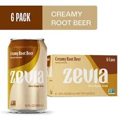 Zevia Zero Sugar Creamy Root Beer Soda - 6-12 Fl. Oz.