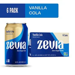 Zevia Vanilla Cola Zero Sugar Soda - 6-12 Fl. Oz.