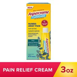 Aspercreme With Lidocaine Pain Relief Cream With Eucalyptus Essential Oil 3oz - 3 Oz