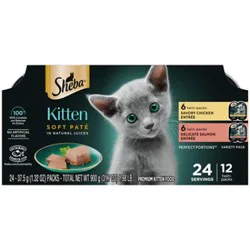 Sheba Perfect Portions Chicken And Salmon Wet Kitten Food Pate Variety Pack 12 Count - 2.6 Oz