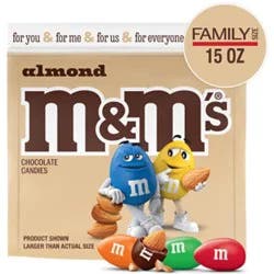 M&m's Almond Milk Chocolate Candy Family Size In Resealable Bulk Candy Bag - 15 Oz