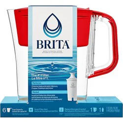 Brita Small 6 Cup Denali Water Filter Pitcher With 1 Brita Standard Filter Red - 1 Each