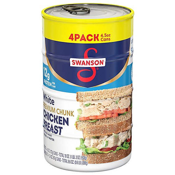 slide 1 of 7, Swanson White Premium Chunk Canned Chicken Breast In Water - 4 Ct - 4.5 Oz, 4 ct; 4.5 oz
