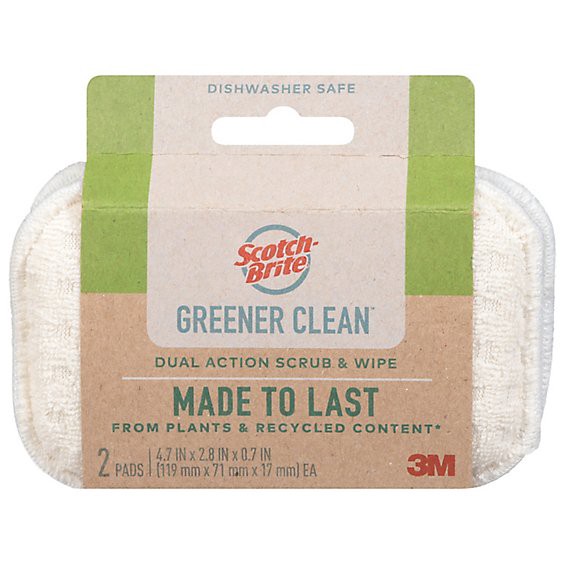 slide 1 of 1, Scotch-Brite Greener Clean Dual Action Scrub & Wipe - 2 Pads - 2 Ct, 2 ct