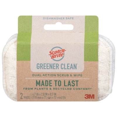 slide 1 of 1, Scotch-Brite Greener Clean Dual Action Scrub & Wipe - 2 Pads - 2 Ct, 2 ct