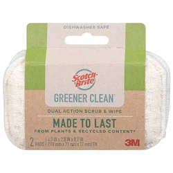Scotch-Brite Greener Clean Dual Action Scrub & Wipe - 2 Pads - 2 Ct