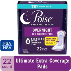 Poise Overnight Incontinence Pads 8 Drop Absorbency Incontinence Pads - 22 Count