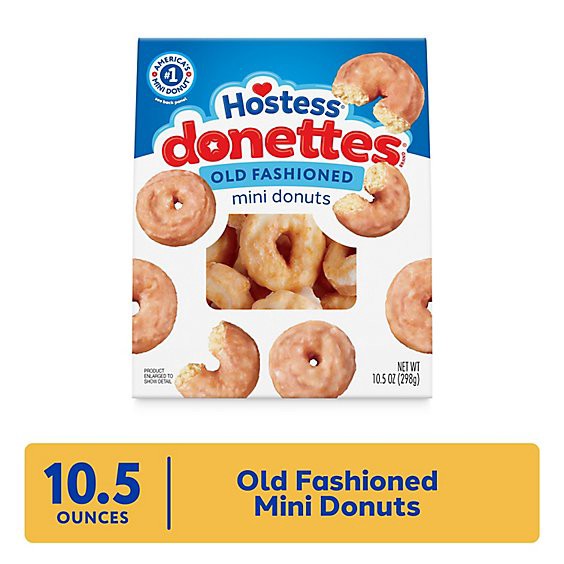 slide 1 of 10, Hostess Donettes Old Fashioned Mini Donuts Poppable Snack Resealable Bag - 10.5 Oz, 10.5 oz