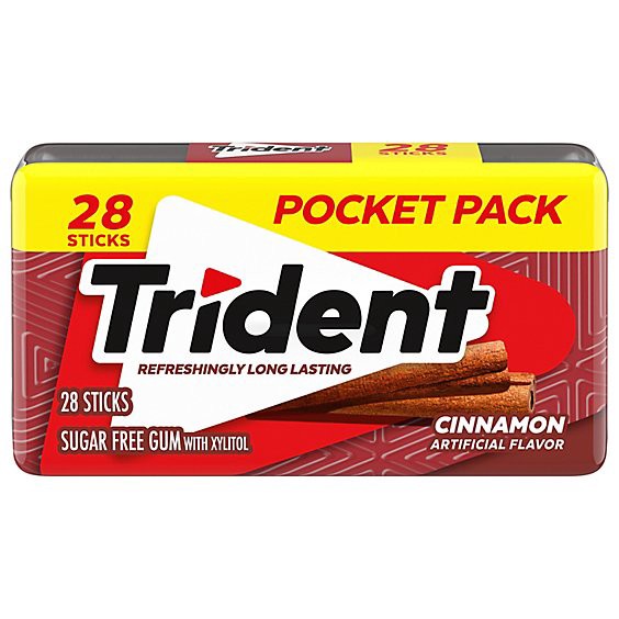 slide 1 of 3, Trident Gum Cinnamon - 28 Count, 28 ct
