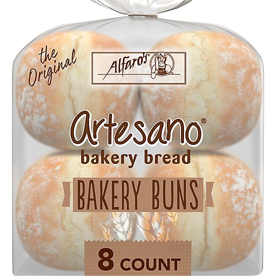 slide 1 of 5, Alfaro's Artesano White Bakery Buns 8 Count - 19 Oz, 19 oz