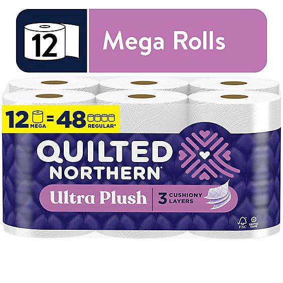slide 1 of 4, Quilted Northern Ultra Plush Toilet Paper Mega Rolls - 12 Count, 12 ct