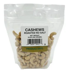 Hines Roasted No Salt Cashews - 10 Oz