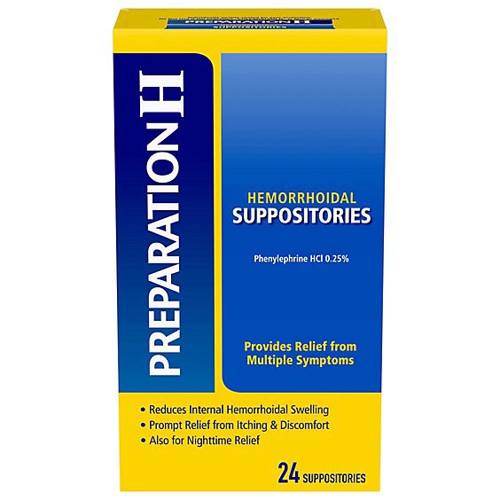 slide 1 of 1, Preparation H Cocoa Butter Suppositories - 24 Count, 24 ct