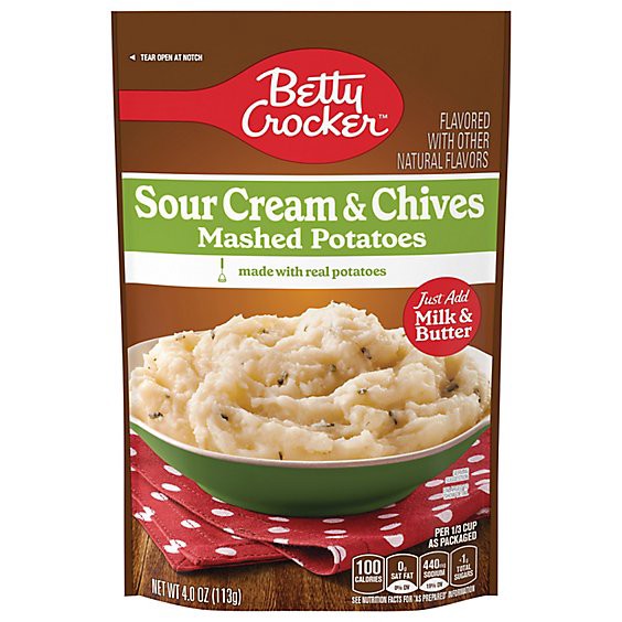 slide 1 of 12, Betty Crocker Sour Cream & Chives Mashed Potatoes - 4 Oz, 4 oz