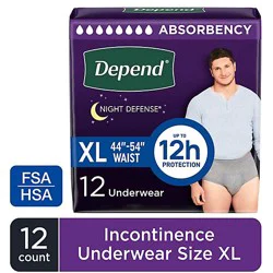 Depend Night Defense Adult Extra-Large Grey Absorbency Incontinence Underwear - 12 Count