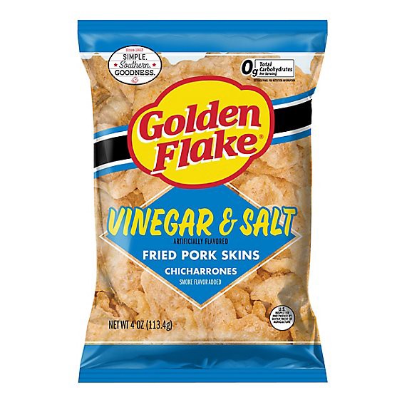 slide 1 of 1, Golden Flake Vinegar & Salt Pork Rind 4oz - 4 Oz, 4 oz