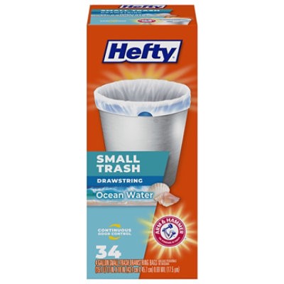 slide 1 of 13, Hefty Drawstring Small Trash Wastebags 4 Gallon White 1 Pack 34 Count - 34 Ct, 34 ct