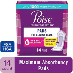 Poise Incontinence Pads 5 Drop Absorbency Incontinence Pads - 14 Count