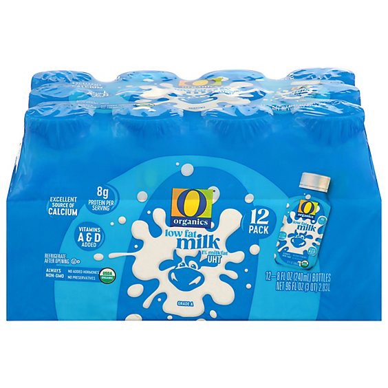slide 1 of 1, O Organics Milk Aseptic Low Fat - 12-8 Oz, 96 fl oz