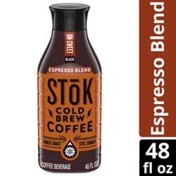 Stok Black Unsweet Espresso Blend Cold Brew Dark Roast Iced Coffee - 48 Fl. Oz.