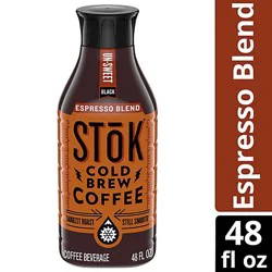 Stok Black Unsweet Espresso Blend Cold Brew Dark Roast Iced Coffee - 48 Fl. Oz.