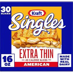 Kraft Singles Processed American Cheese Slices 16 Oz 30 Ct - 16 Oz
