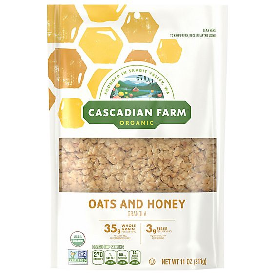 slide 1 of 14, Cascadian Farm Organic Oats And Honey Granola - 11 Oz, 11 oz