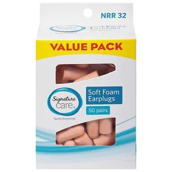 Signature Care Soft Foam Value Pack Ear Plugs Box 50 Pair - 50 Pr