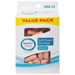 Signature Care Soft Foam Value Pack Ear Plugs Box 50 Pair - 50 Pr