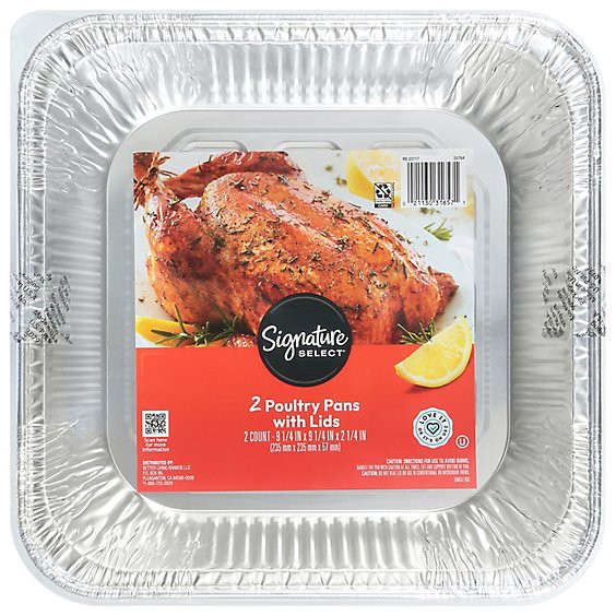 slide 1 of 1, Signature Select Poultry Pans With Lids - 2 Count, 2 ct