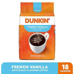 Dunkin' French Vanilla Roast & Ground Coffee Bag - 18 Oz