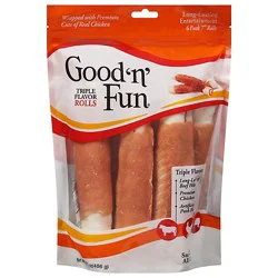 Good 'n Fun Triple Flavor Rolls Wrapped With Premium Cuts Of Real Chicken - 6 Count