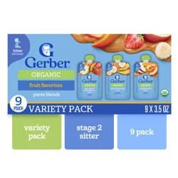 Gerber 2nd Foods Organic Baby Food Variety Pack Fruit Favorites Pouches - 9-3.5 Oz