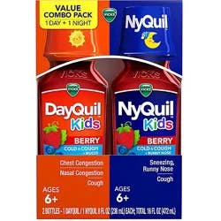 Vicks Kids Dayquil & Nyquil Berry Combo Pack - 2 - 8 Oz
