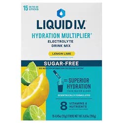 Liquid I.v. Sugar Free Hydration Multiplier Lemon Lime Electrolyte Powder Drink Mix - 15 Count