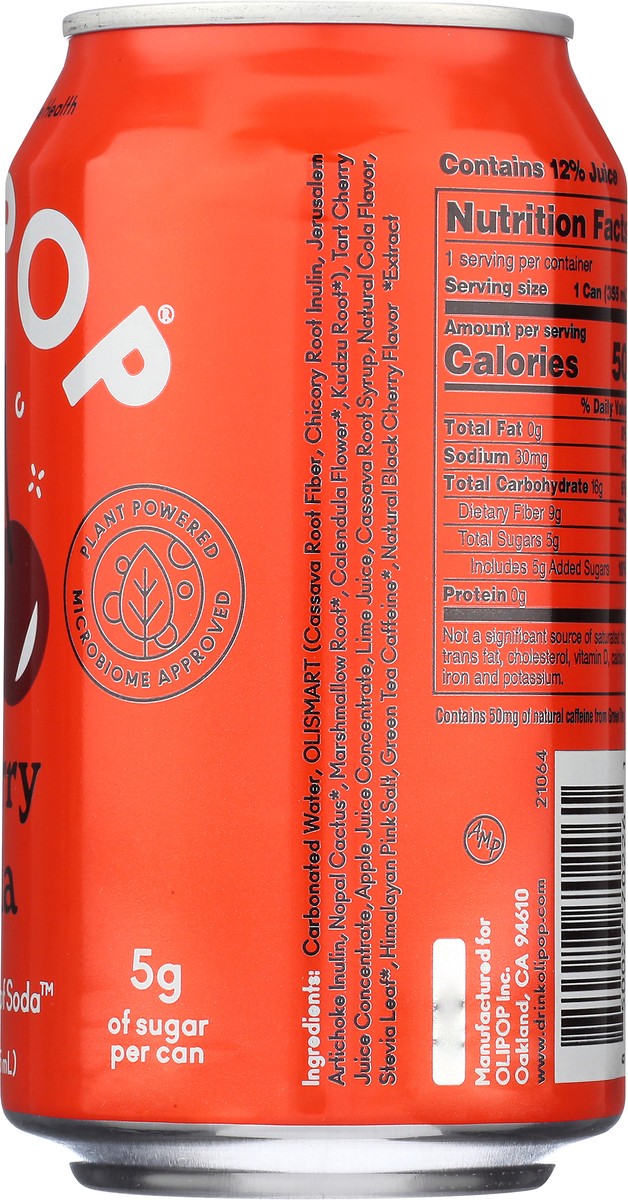 slide 8 of 12, Olipop Cherry Cola Prebiotic Soda Can - 12 Fl. Oz., 12 fl oz