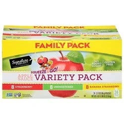 Signature Select Variety Apple Sauce Pouch Family Pack 24 Count - 3.17 Oz