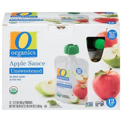 O Organics Unsweetened Apple Sauce Pouches - 12-3.17 Oz